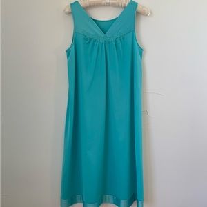 Vanity Fair Aqua Blue Satin Nightie Small